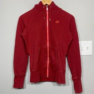 Nike Sportswear Burgundy/Pink Full Zip Hoodie Zipped Sleeve‎ Pocket Womens Small